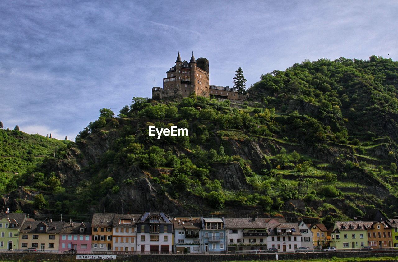 Low angle view of church on mountain