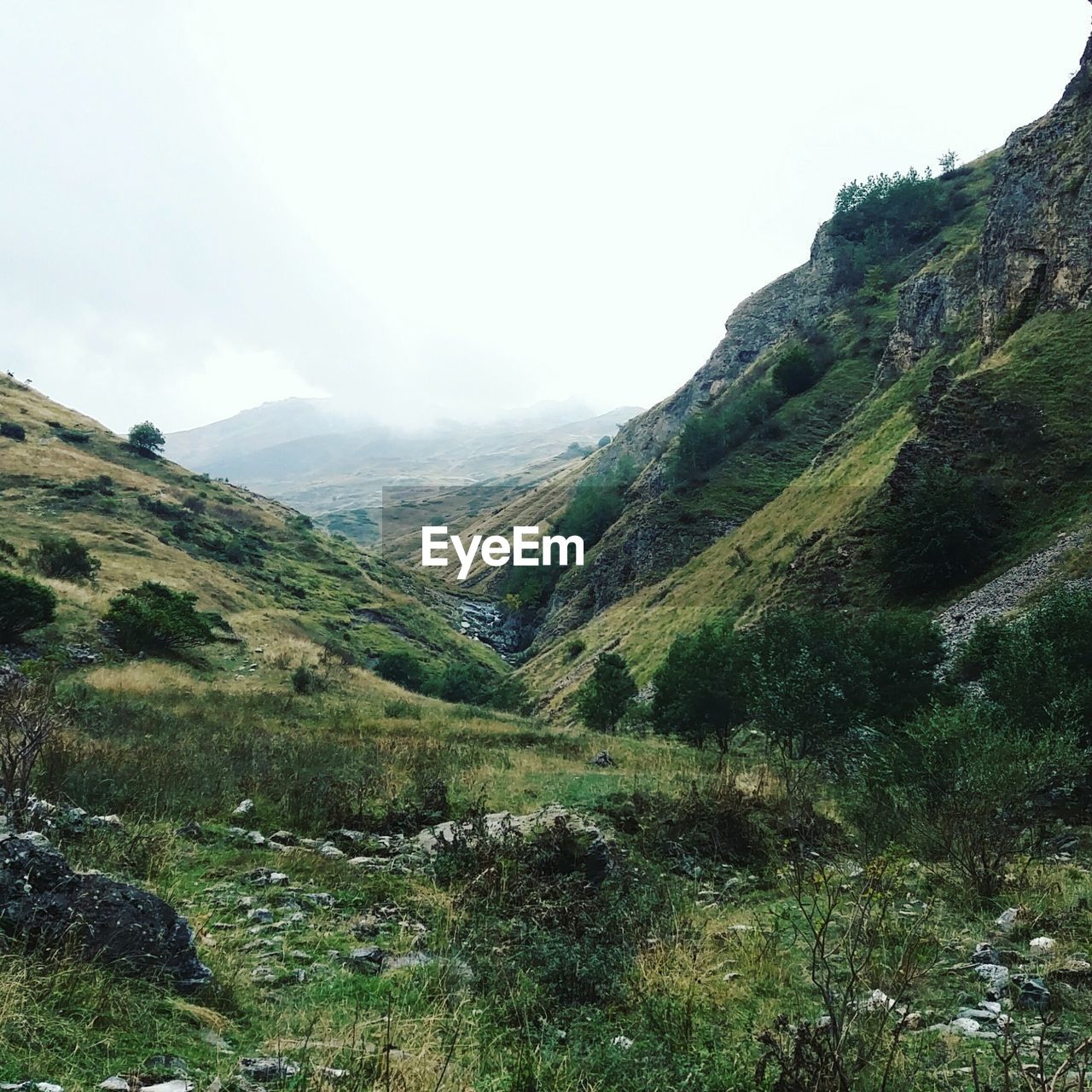 Scenic view of mountains against clear sky