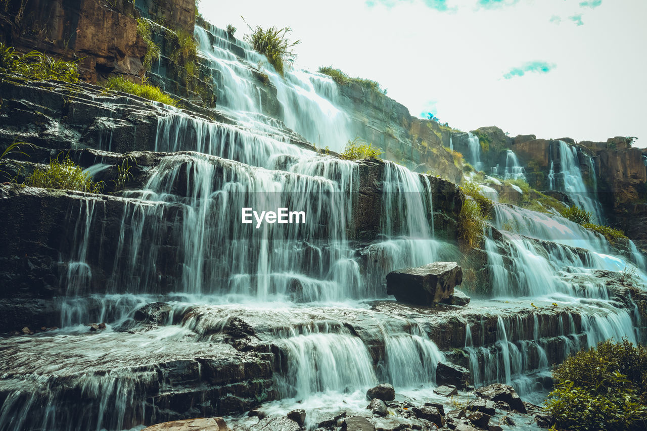 Scenic view of waterfall in forest