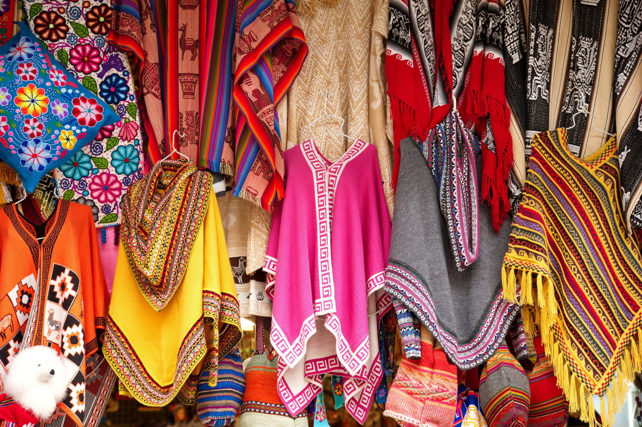 Made in peru handcraft clothing with traditional design on market