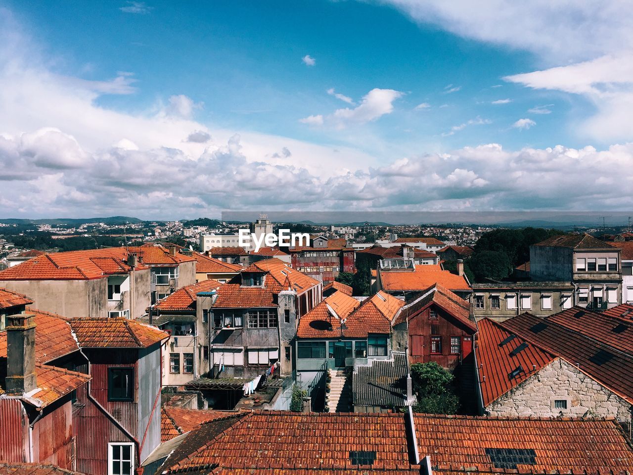 High angle view of townscape against sky