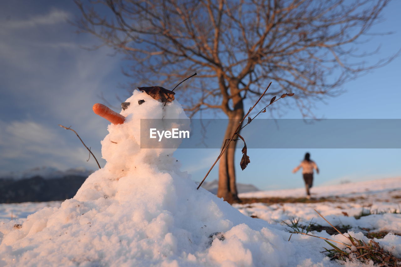 Full length of man with snow against sky