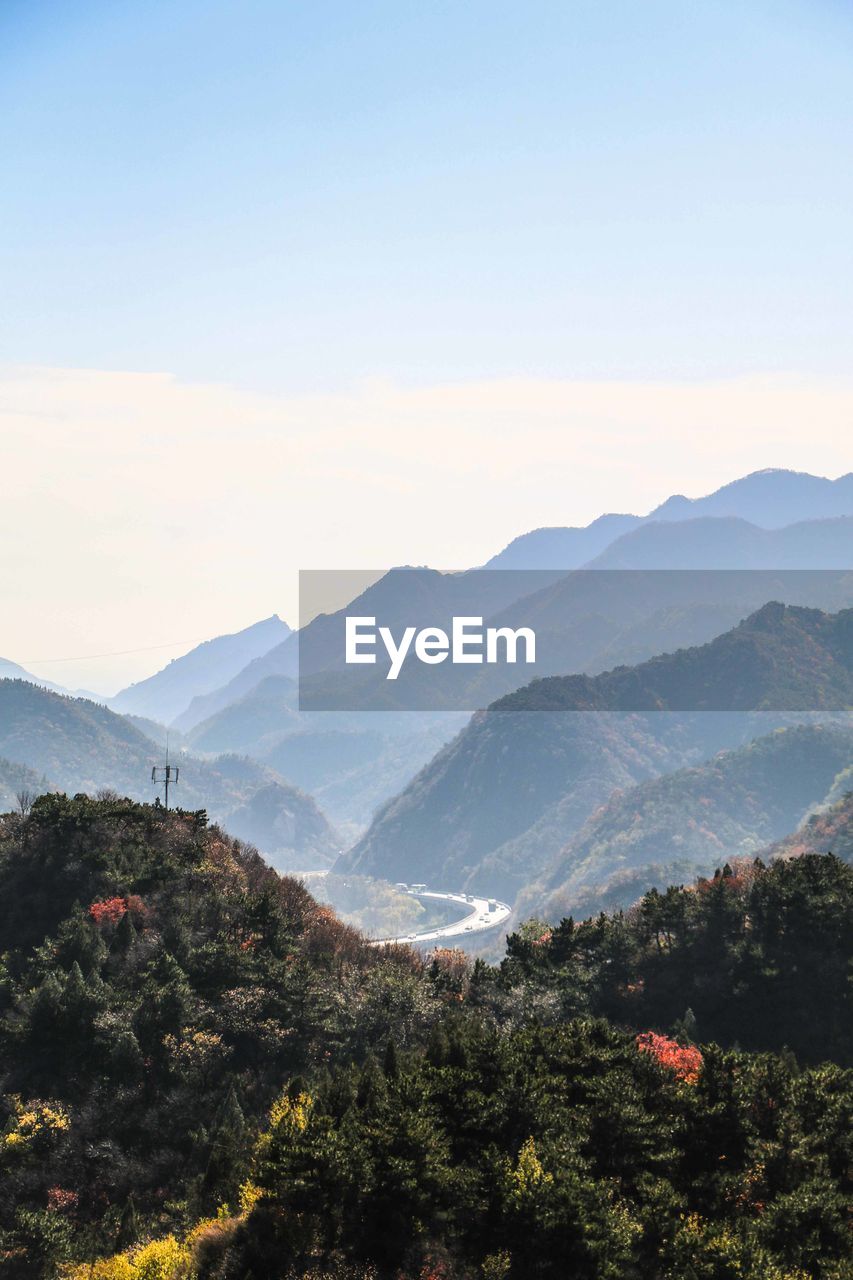 Scenic view of mountains against clear sky