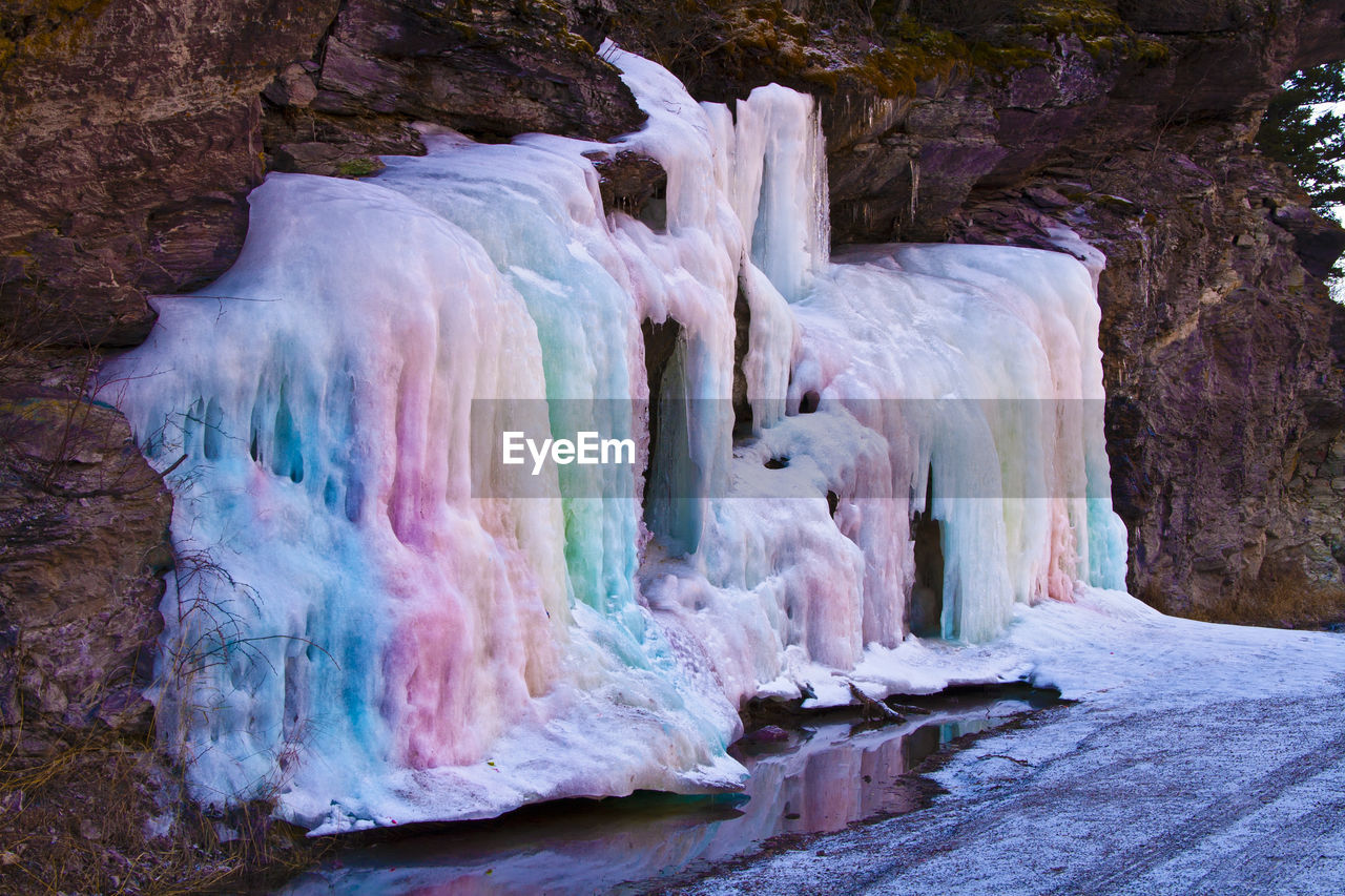 Frozen waterfall during winter