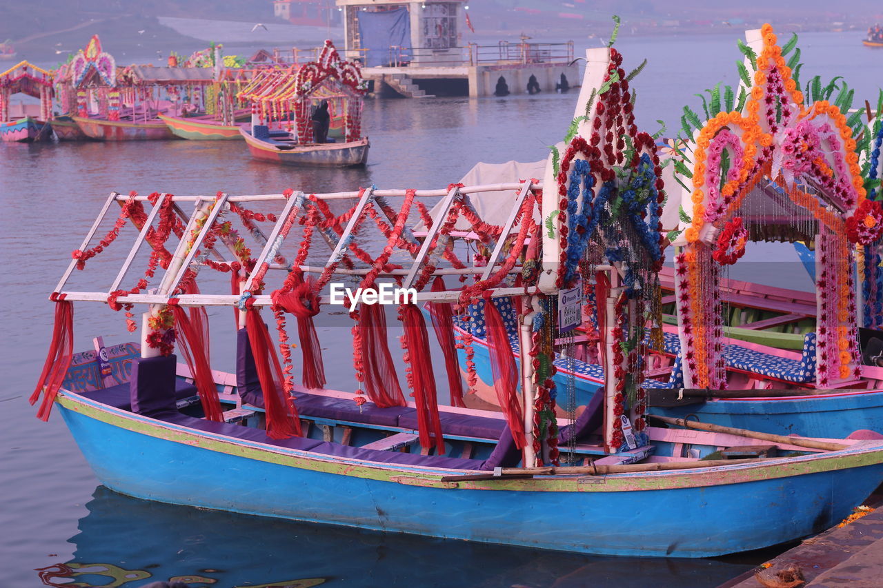 Colourful decorated boats