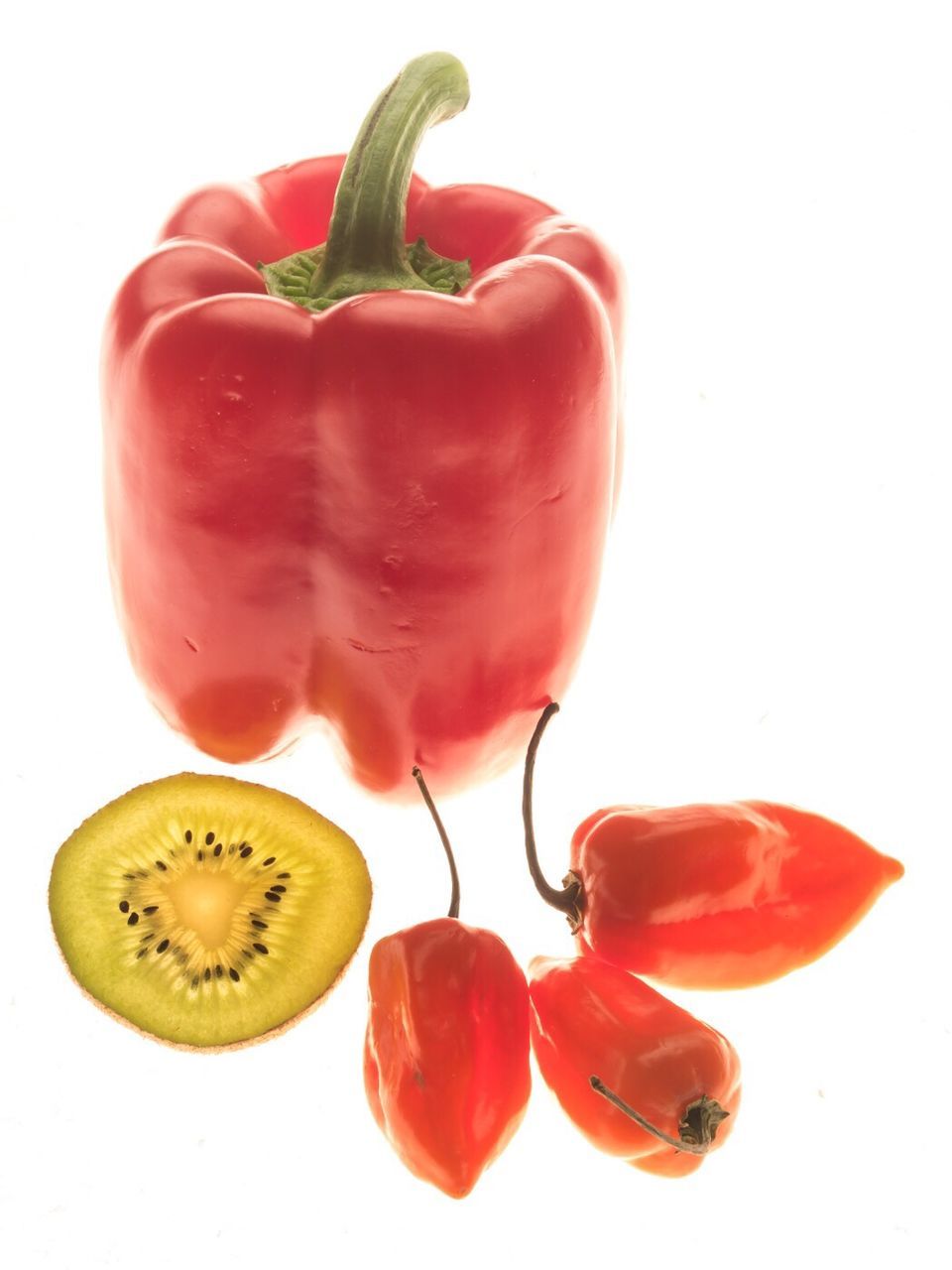 Close-up of red bell pepper over white background