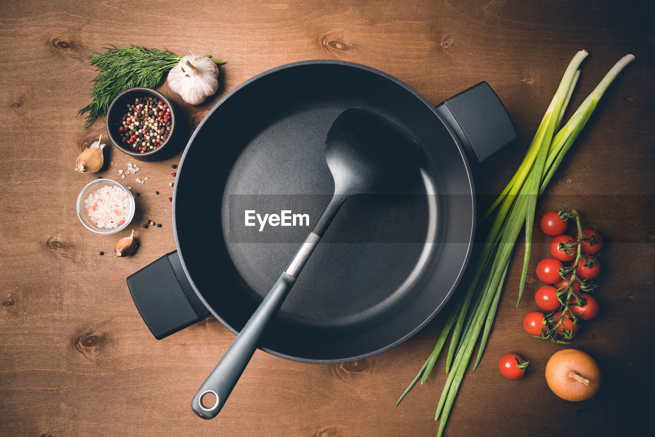 high angle view of ingredients on table