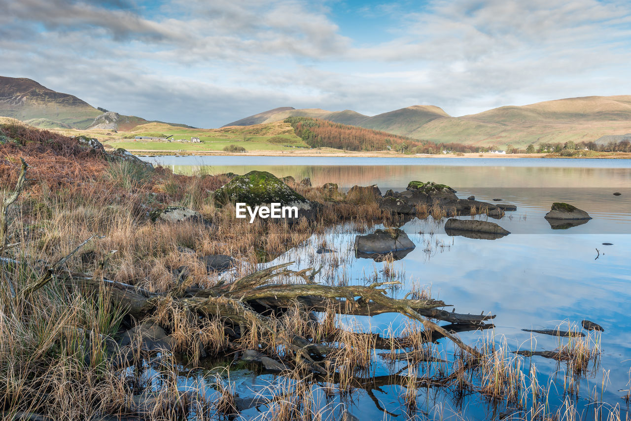 Scenic view of lake against sky