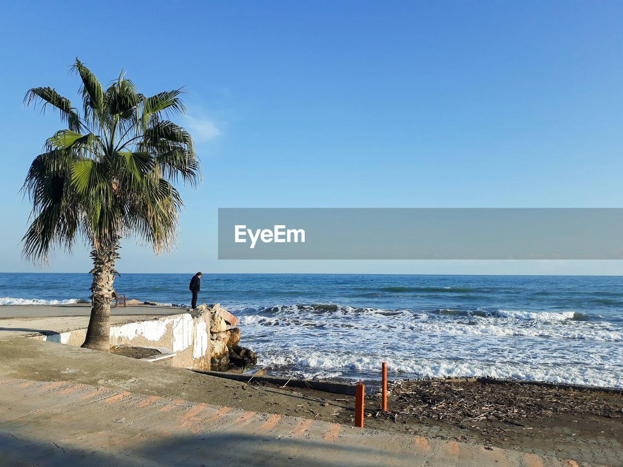 Scenic view of sea against clear sky