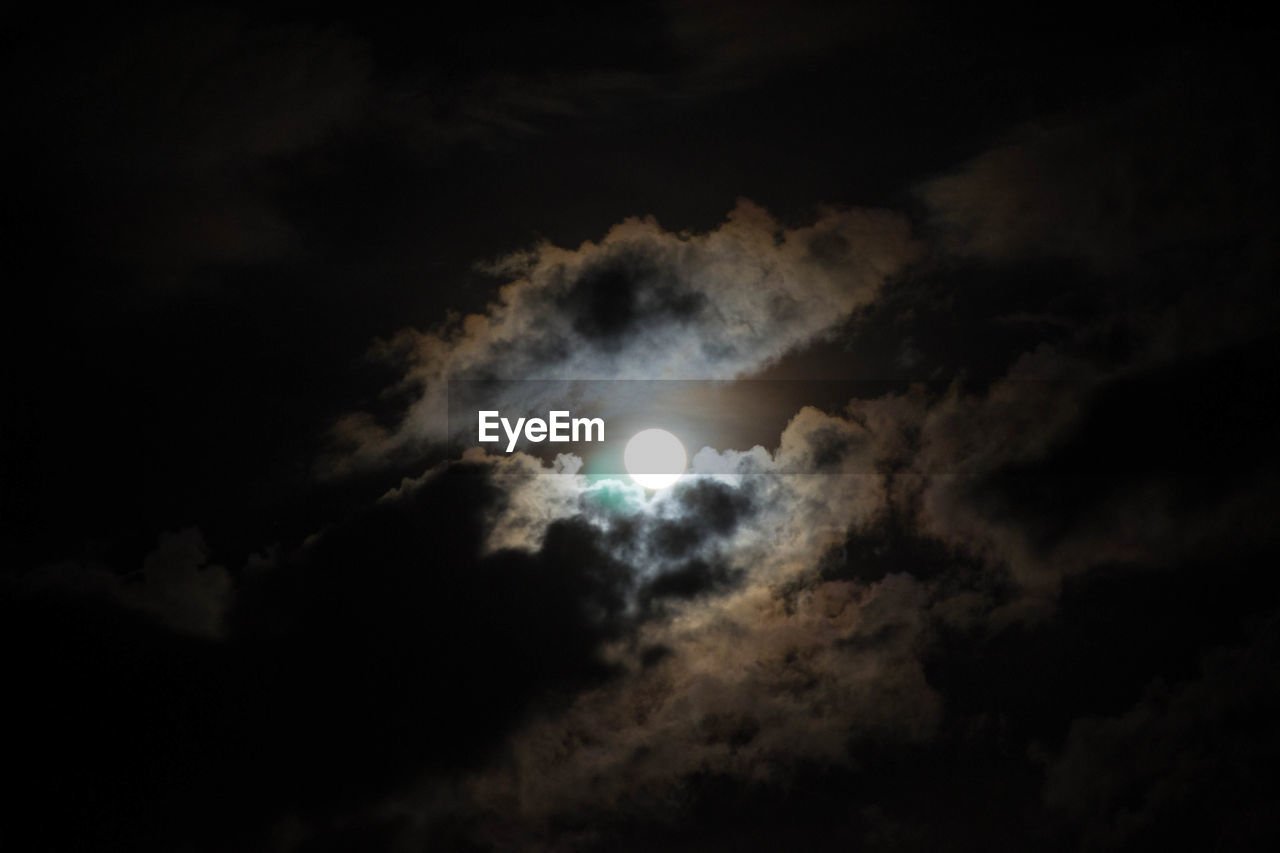 LOW ANGLE VIEW OF MOON AGAINST SKY AT NIGHT