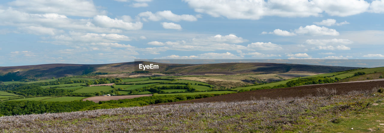 View from the top of porlock hill of dunkery hill in somerset