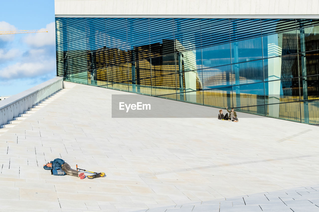 People at oslo opera house terrace