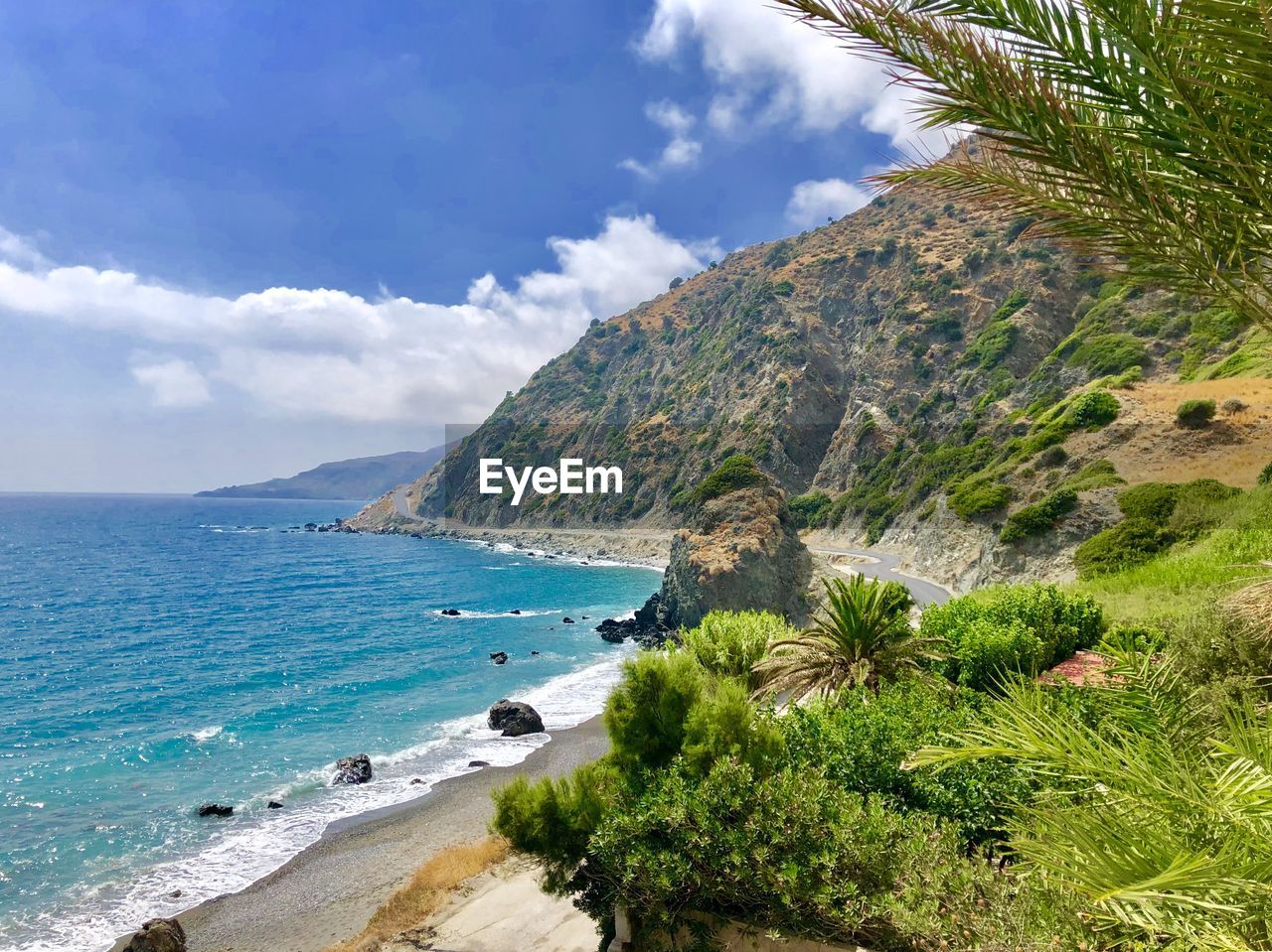 Scenic view of beach against sky