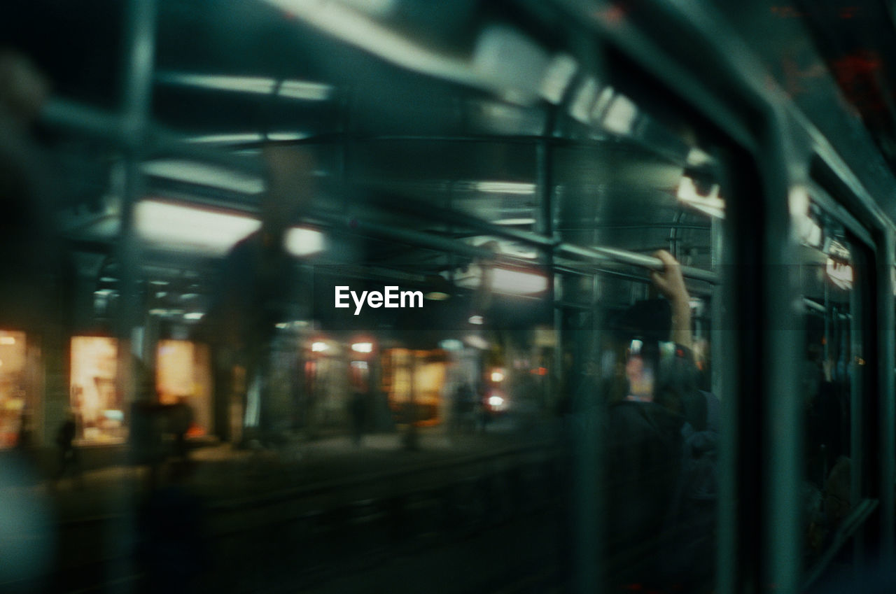 Blurred motion of train window