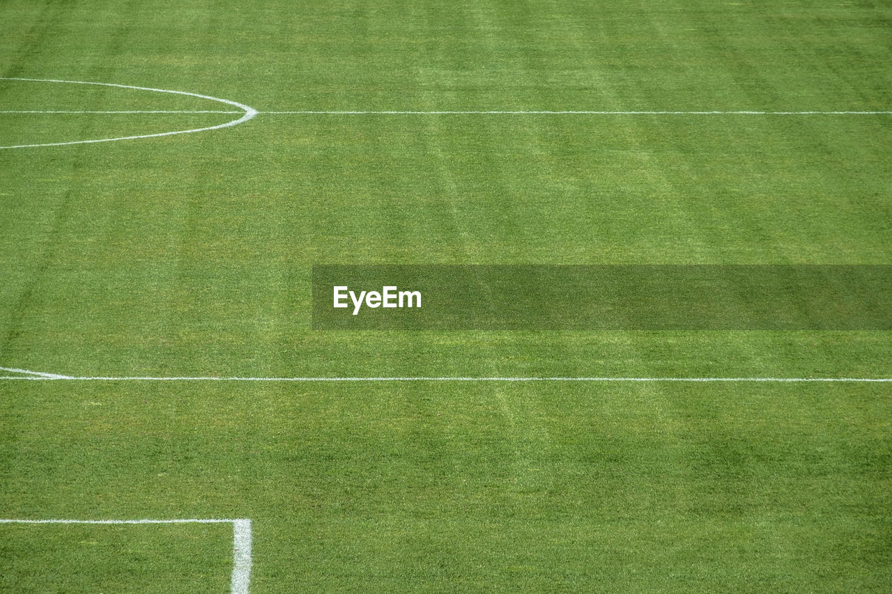 High angle view of soccer field