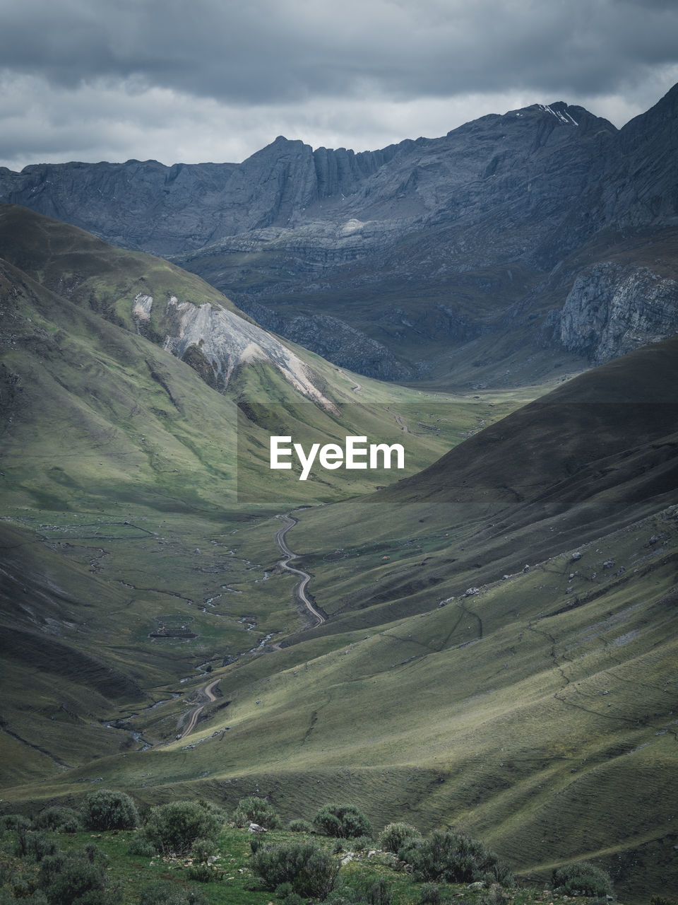 High angle view of landscape against cloudy sky