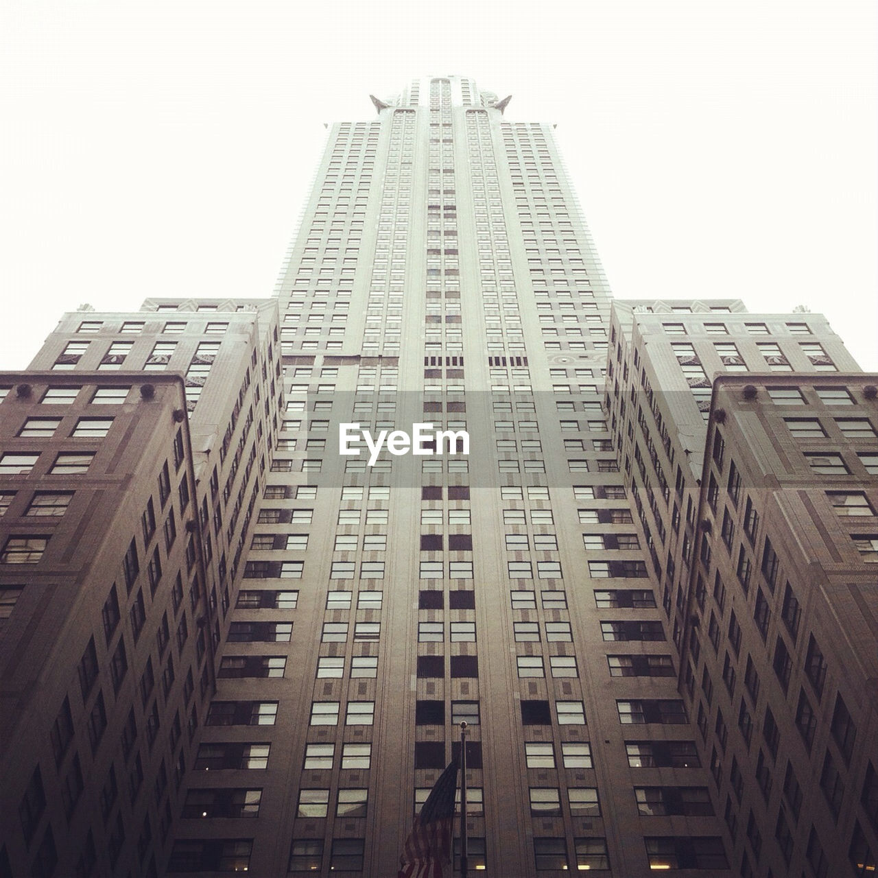 Low angle view of chrysler building against clear sky in city