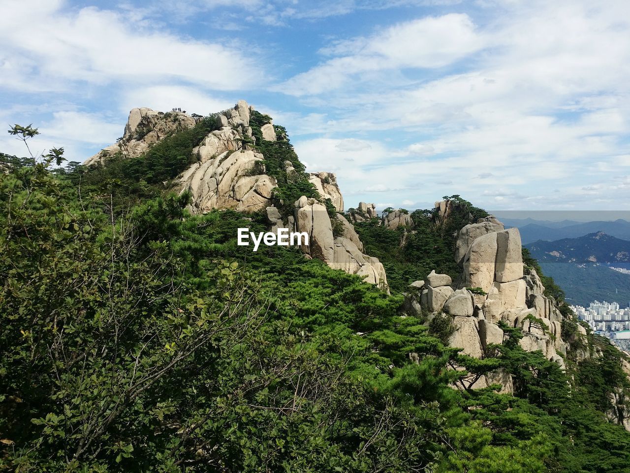 Low angle view of dobongsan against sky at bukhansan national park