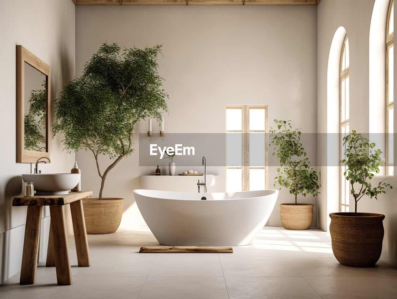 potted plant in bathroom