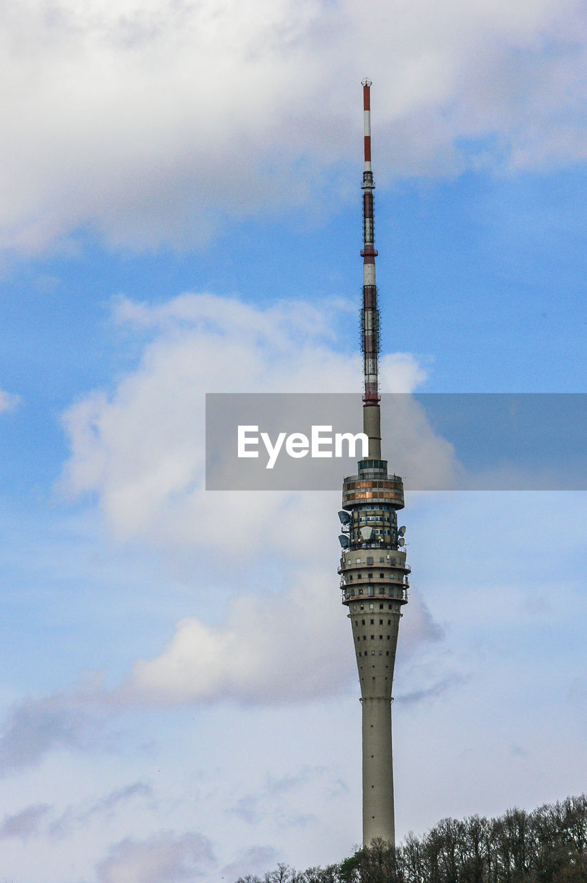 Low angle view of tv-tower against sky