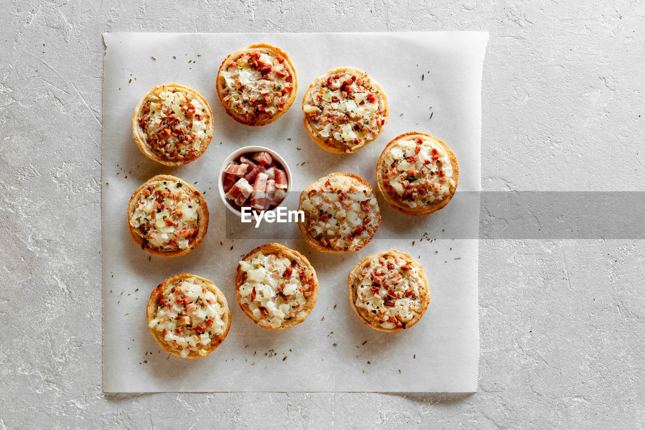 directly above shot of cookies on white background