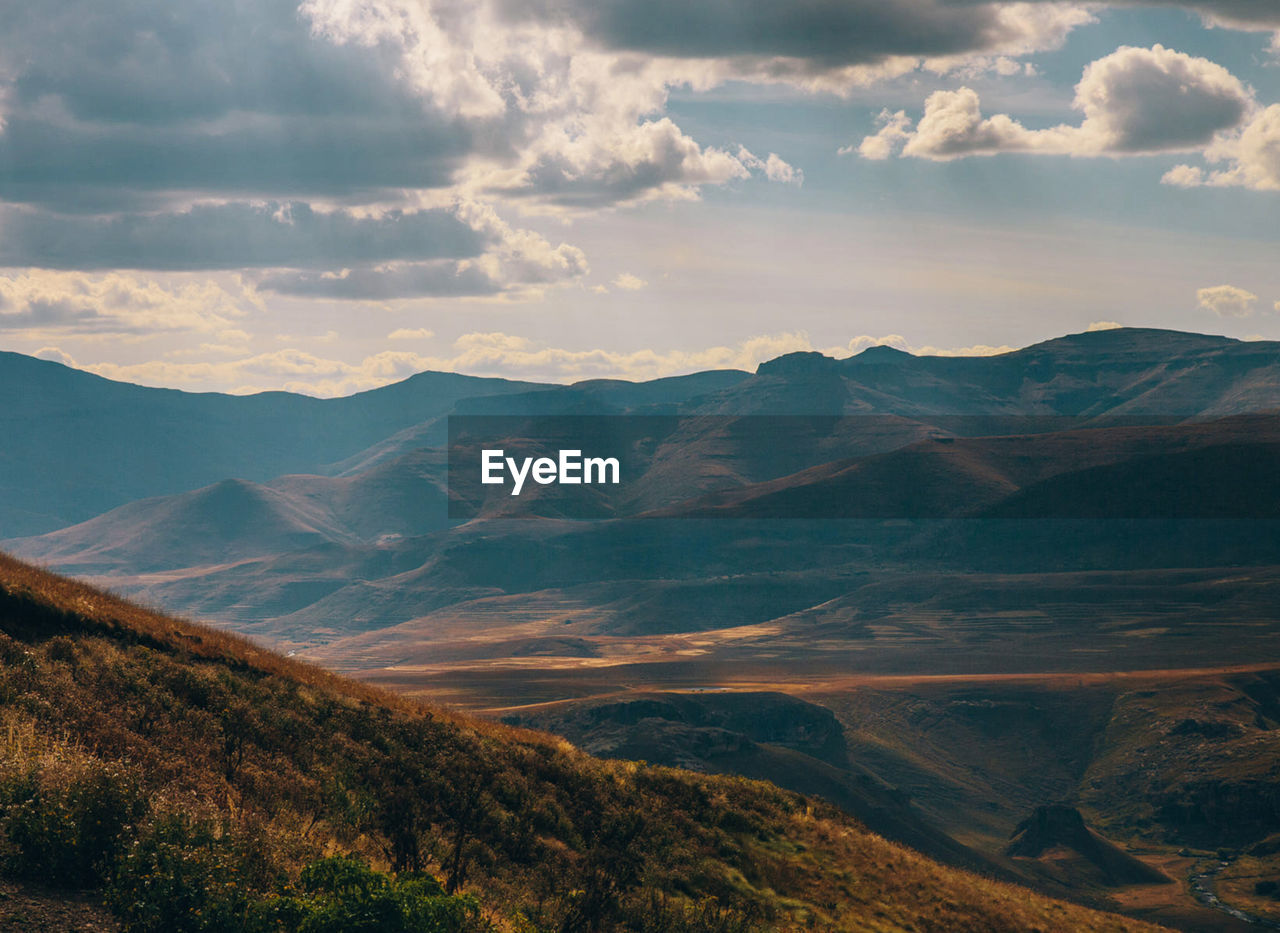 Scenic view of mountains against sky