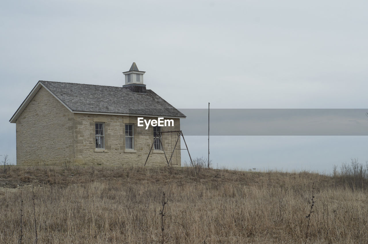 Old one room school on kansas prairie