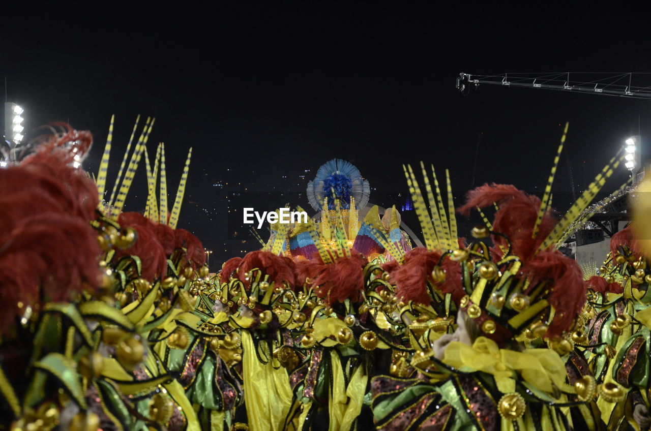 Close-up of decorations at night