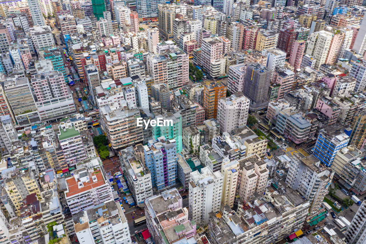 Aerial view of modern buildings in city