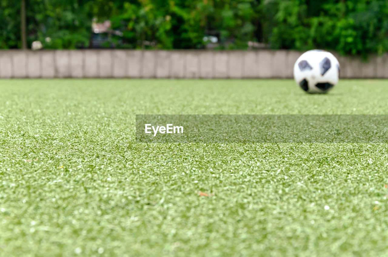 Surface level of soccer ball on field