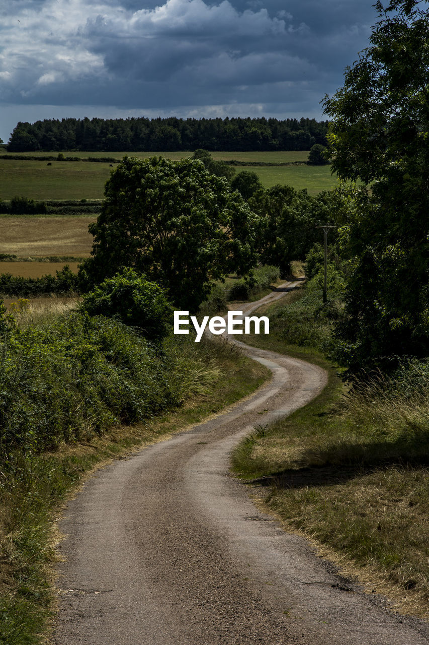 Road amidst field against sky