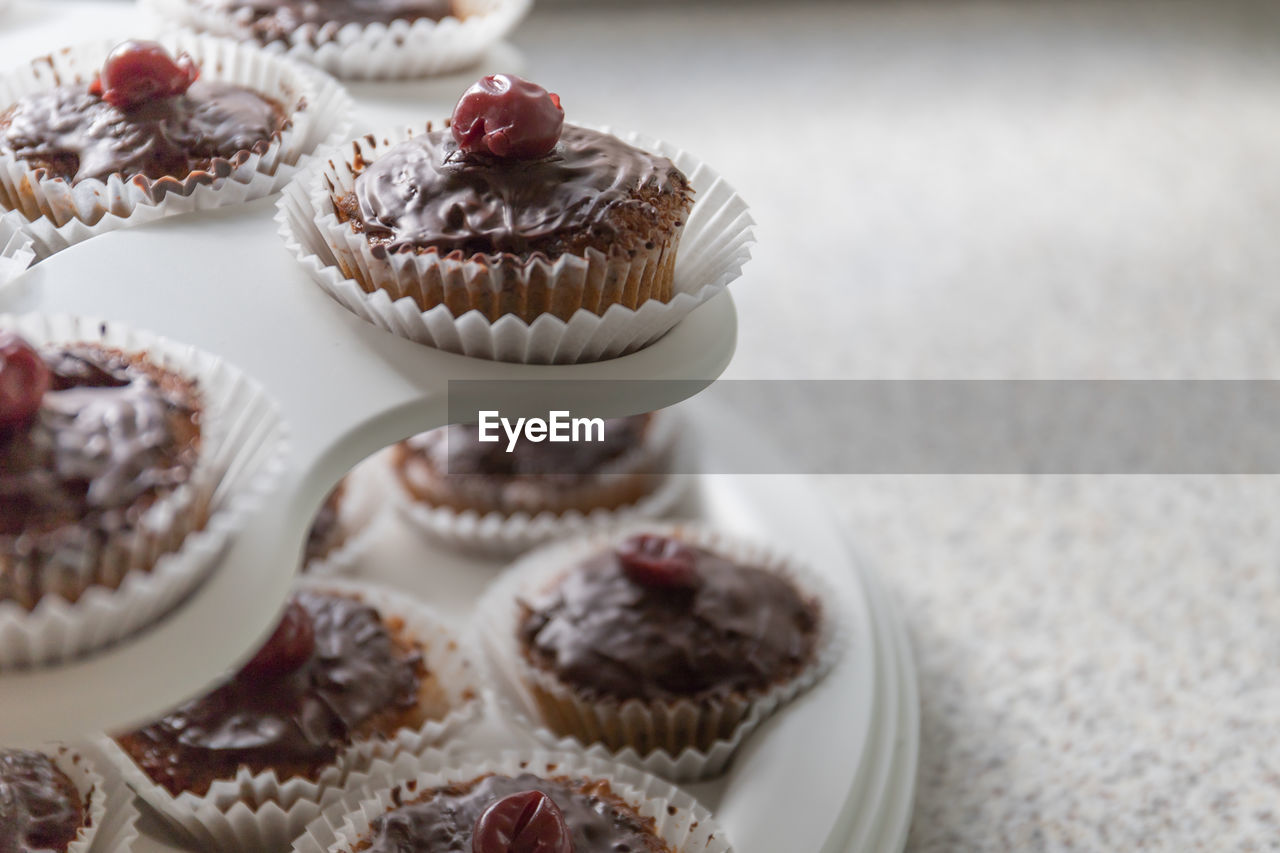 Close-up of cupcakes on table