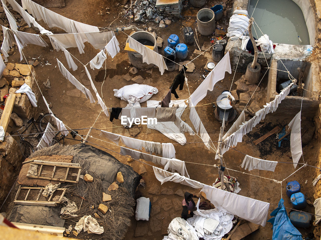 High angle view of dhobi ghat