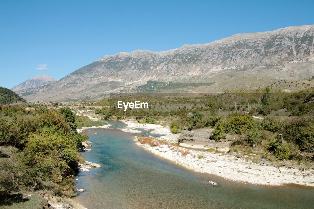 Scenic view of mountains against clear sky