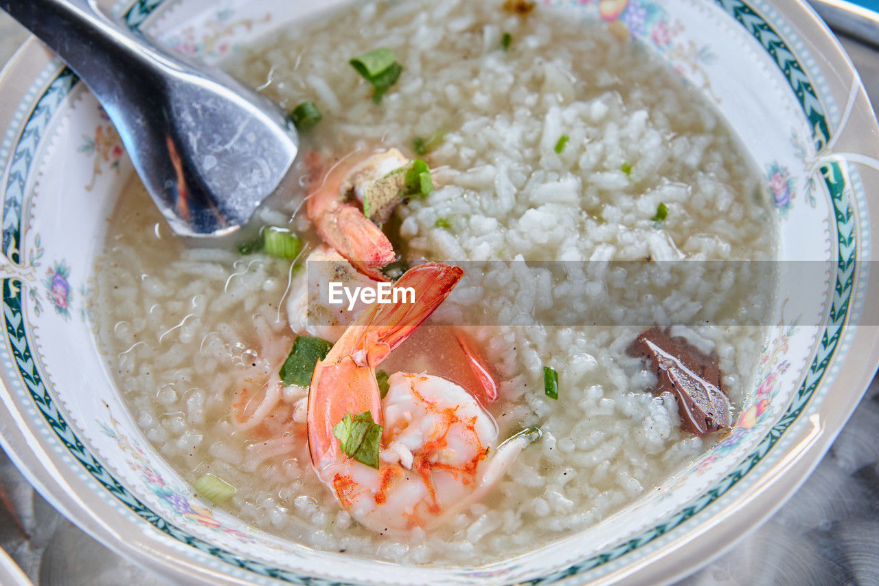 food, food and drink, healthy eating, wellbeing, asian food, freshness, dish, seafood, kitchen utensil, bowl, cuisine, indoors, no people, meat, steamed rice, vegetable, japanese food, meal, high angle view, rice - food staple, eating utensil, spoon, fish, soup, close-up