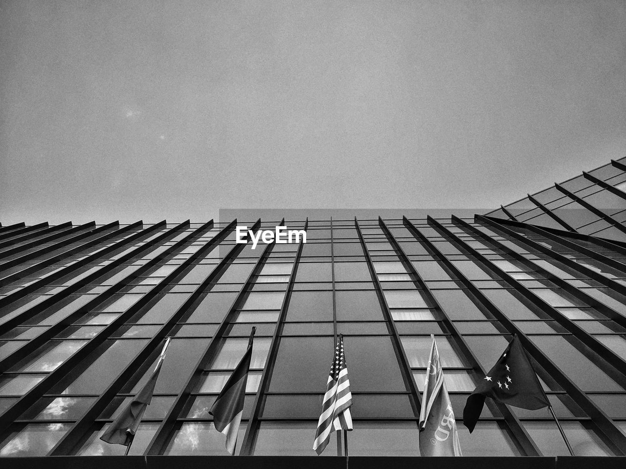 Low angle view of modern building against clear sky