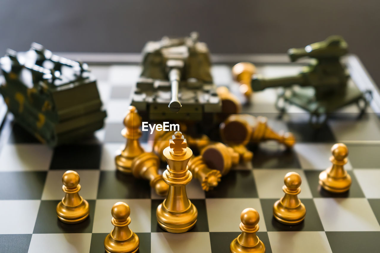 War on the chessboard.russian war of ukraine war concept