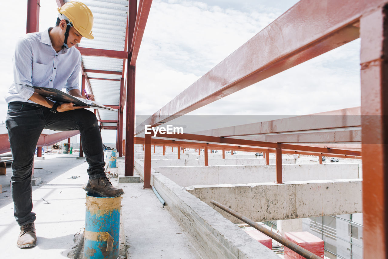 Project engineer, engineer and technician working on construction site