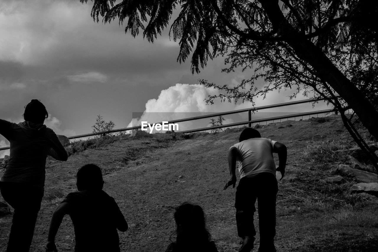 SILHOUETTE MAN STANDING BY TREE