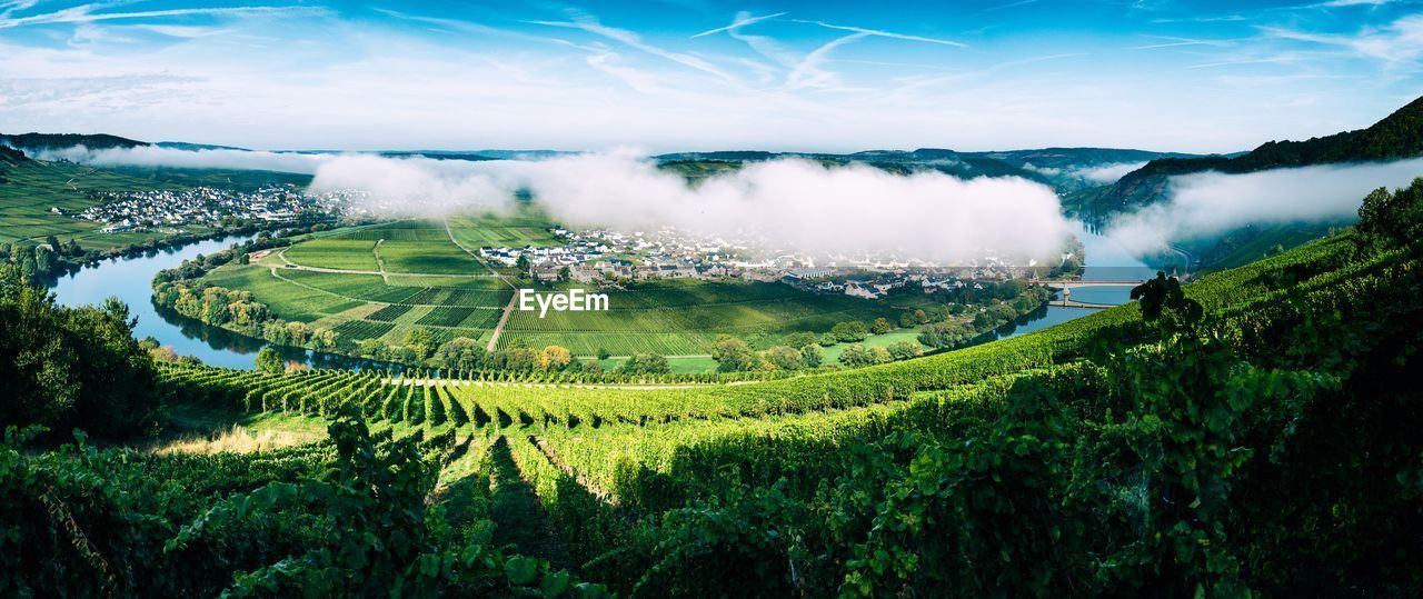 high angle view of landscape against sky