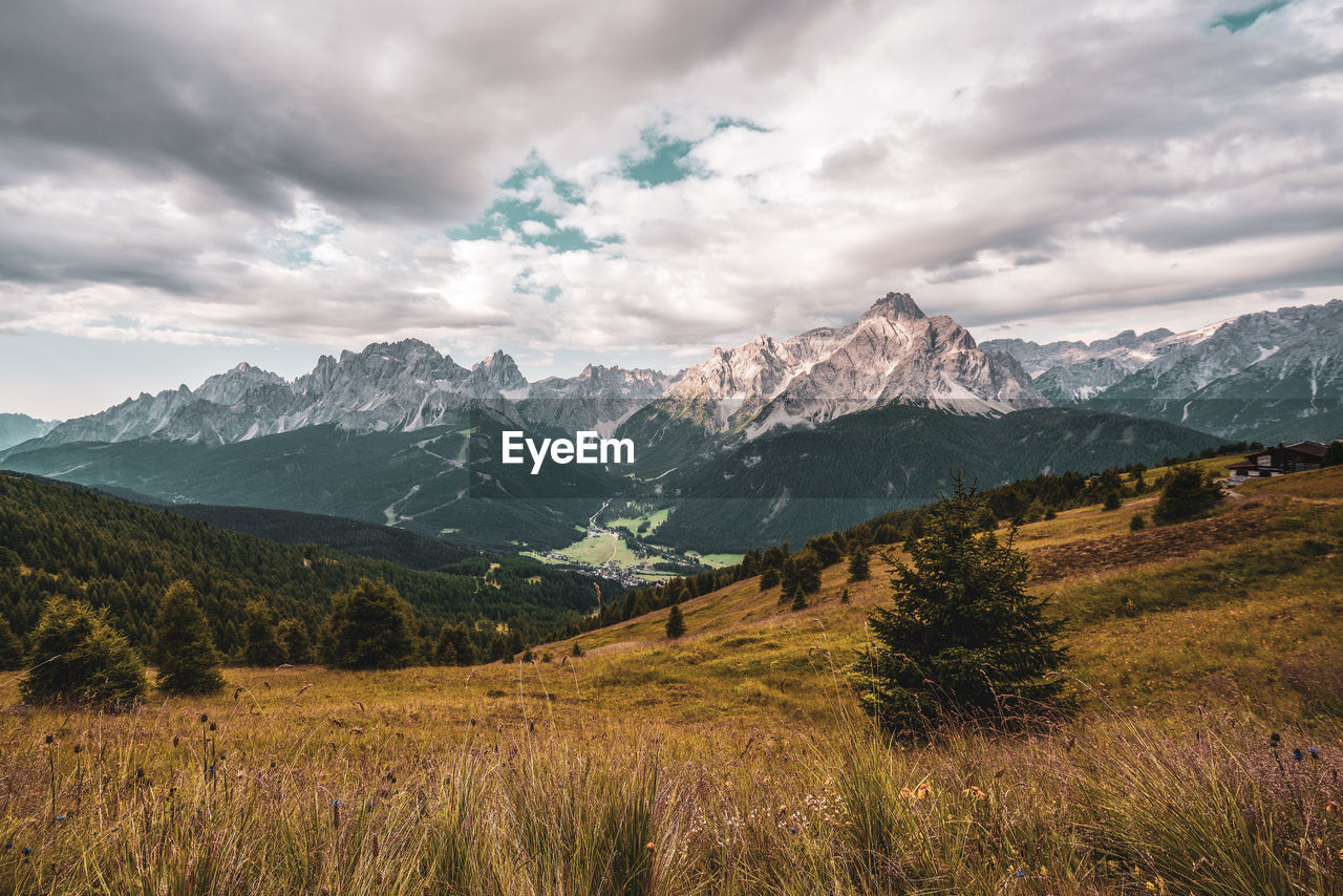 Scenic view of mountains against sky