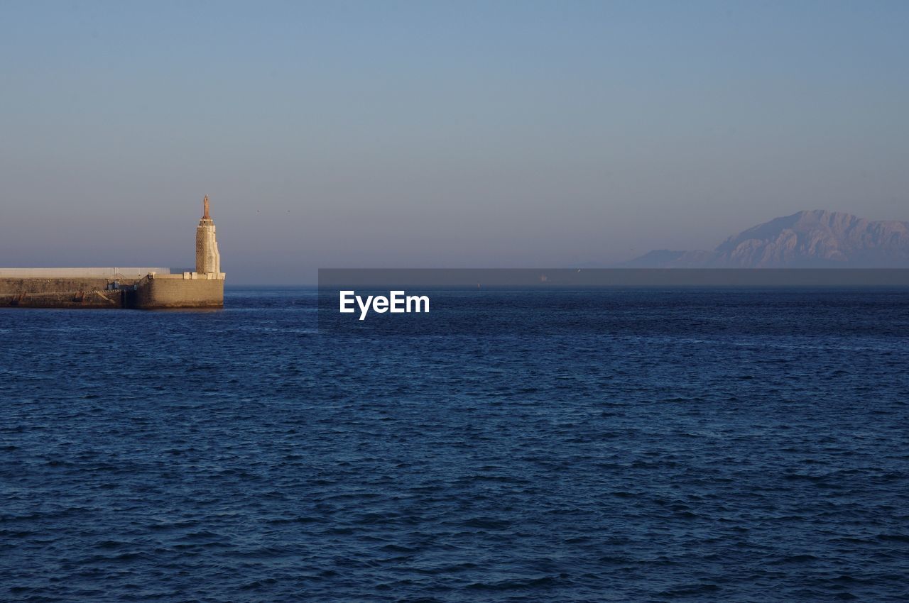 Scenic view of sea against clear sky