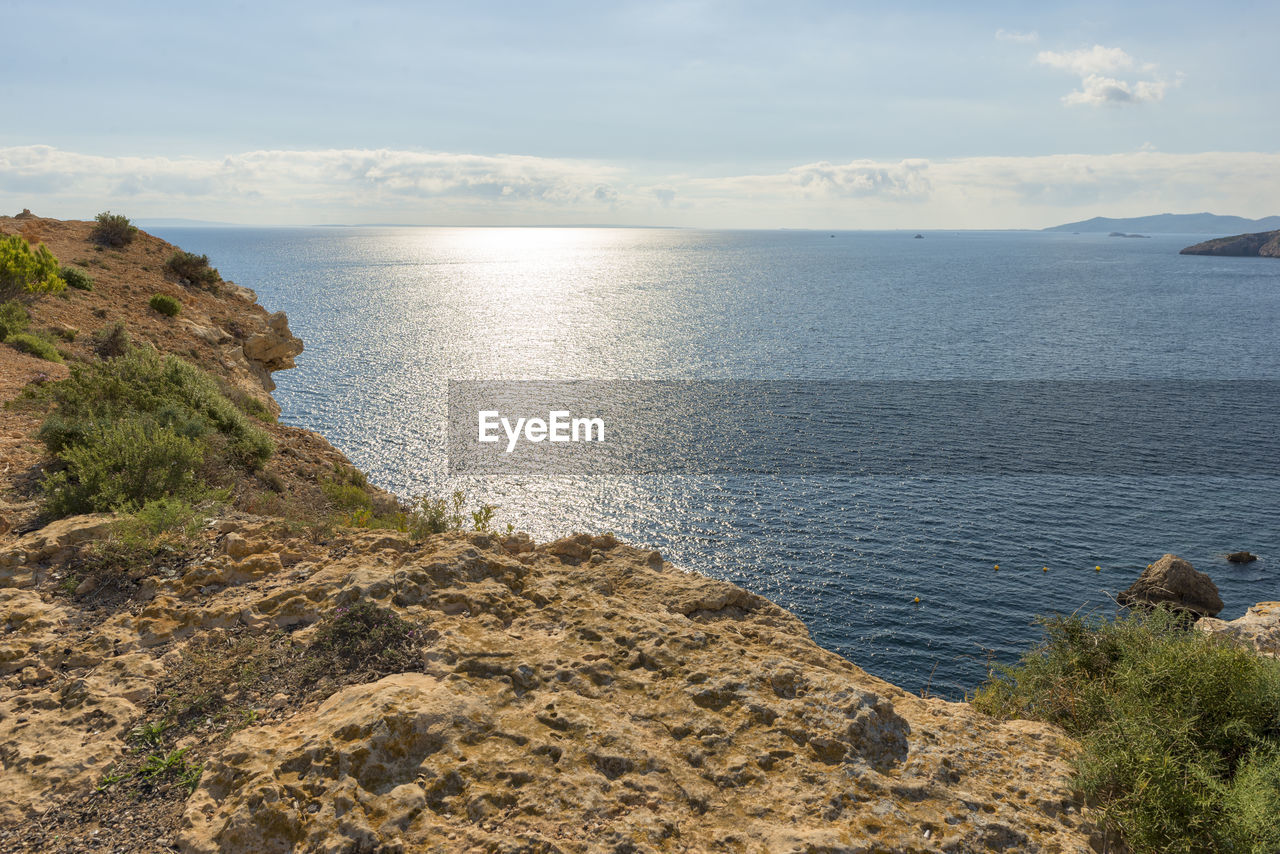 High angle view of sea against sky