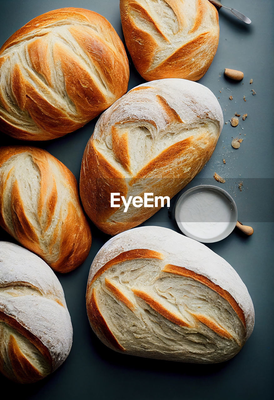 high angle view of bread on table