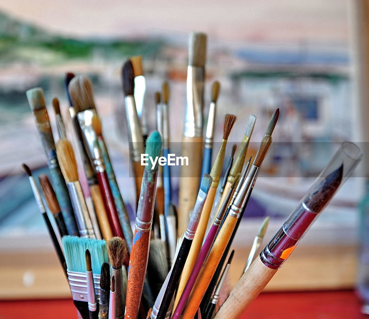 Close-up of paintbrushes