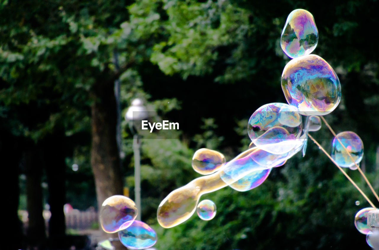 CLOSE-UP OF BUBBLES IN MID-AIR