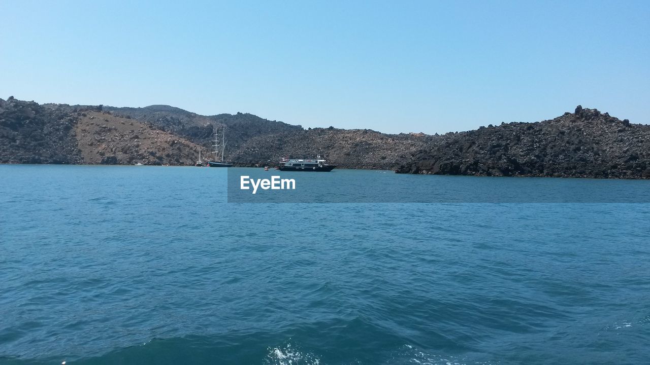 VIEW OF CALM SEA AGAINST CLEAR SKY