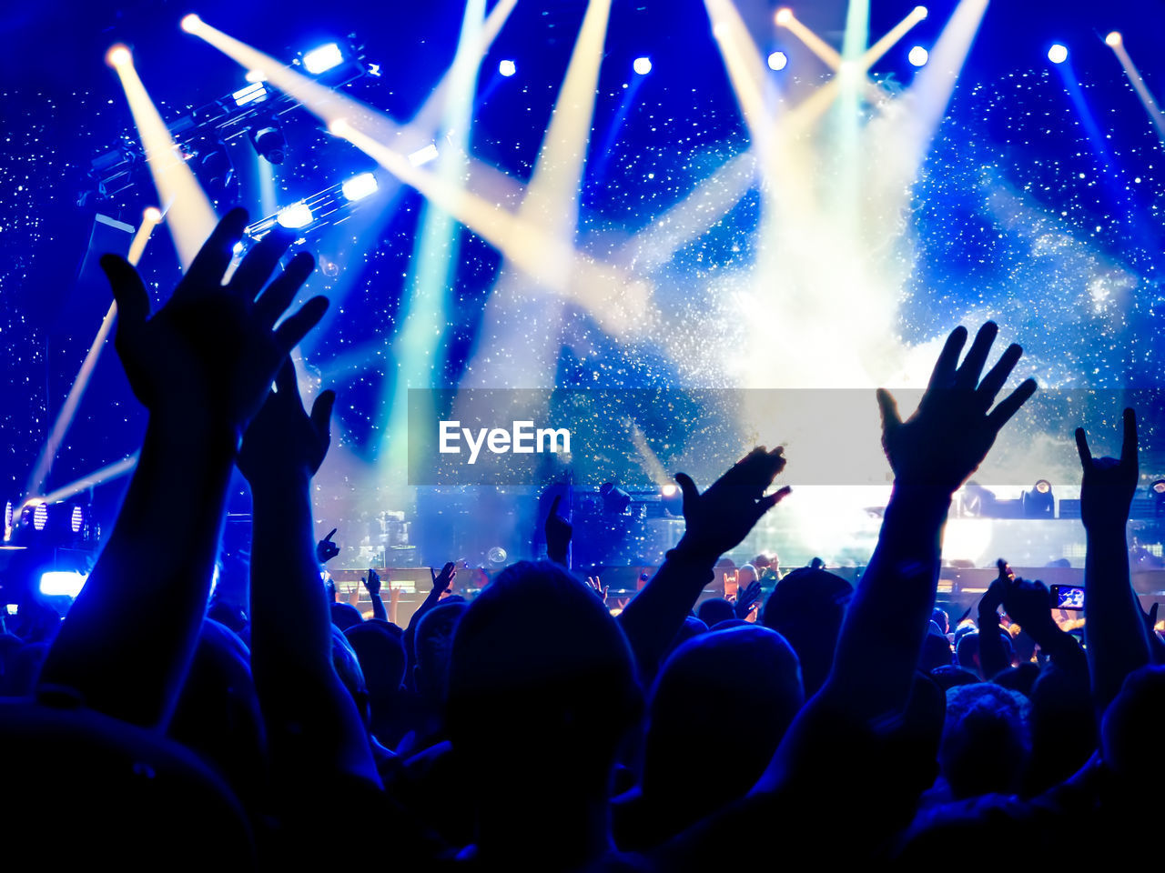 Cheering concert crowd at a rock concert