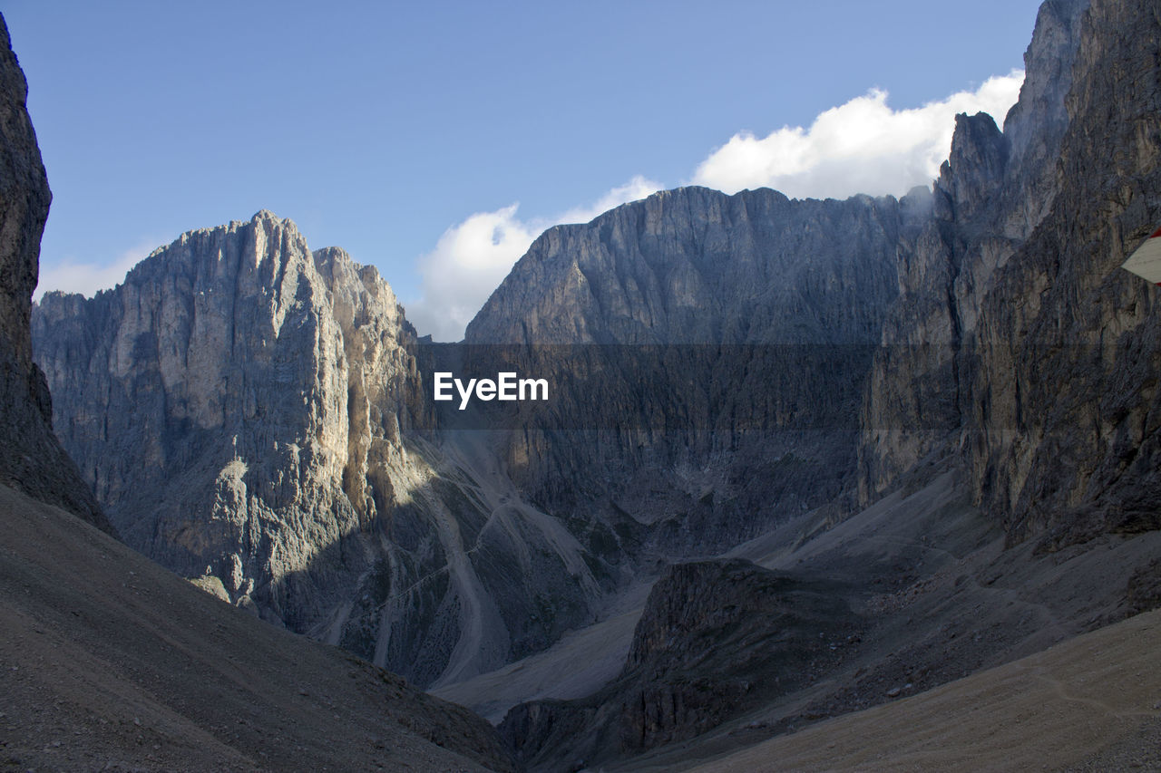 Low angle view of mountains against sky