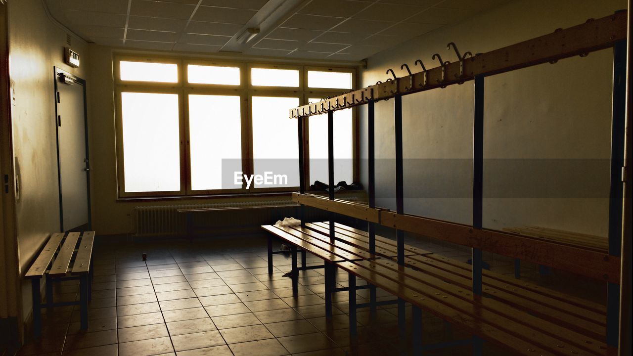 Empty window at gym locker room
